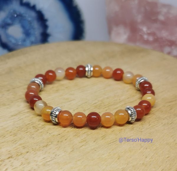 Bracelet personnalisé en pierres naturelles cornaline agate rouge acier inoxydable