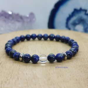 Bracelet Intuition en perles de pierres naturelles de lapis-lazuli acier inoxydable