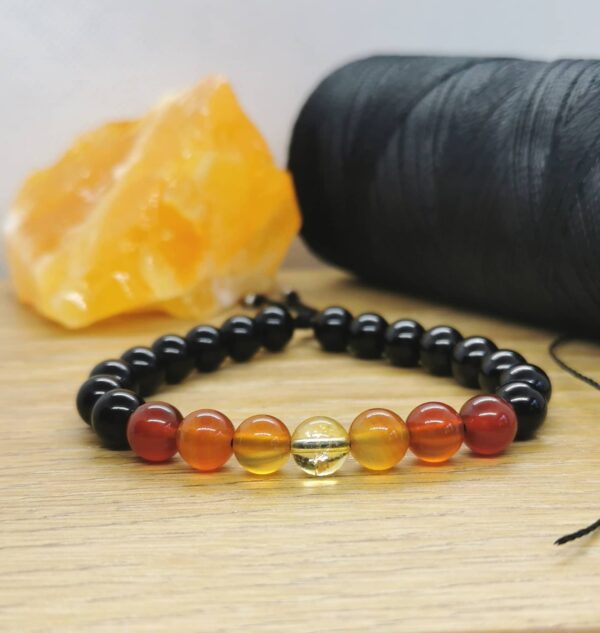 Bracelet d'intention personnalisé en pierres naturelles de citrine, de cornaline et d'onyx