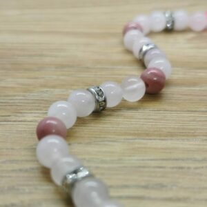 Bracelet d’Intention personnalisé en pierres naturelles de rhodonite et Quartz rose