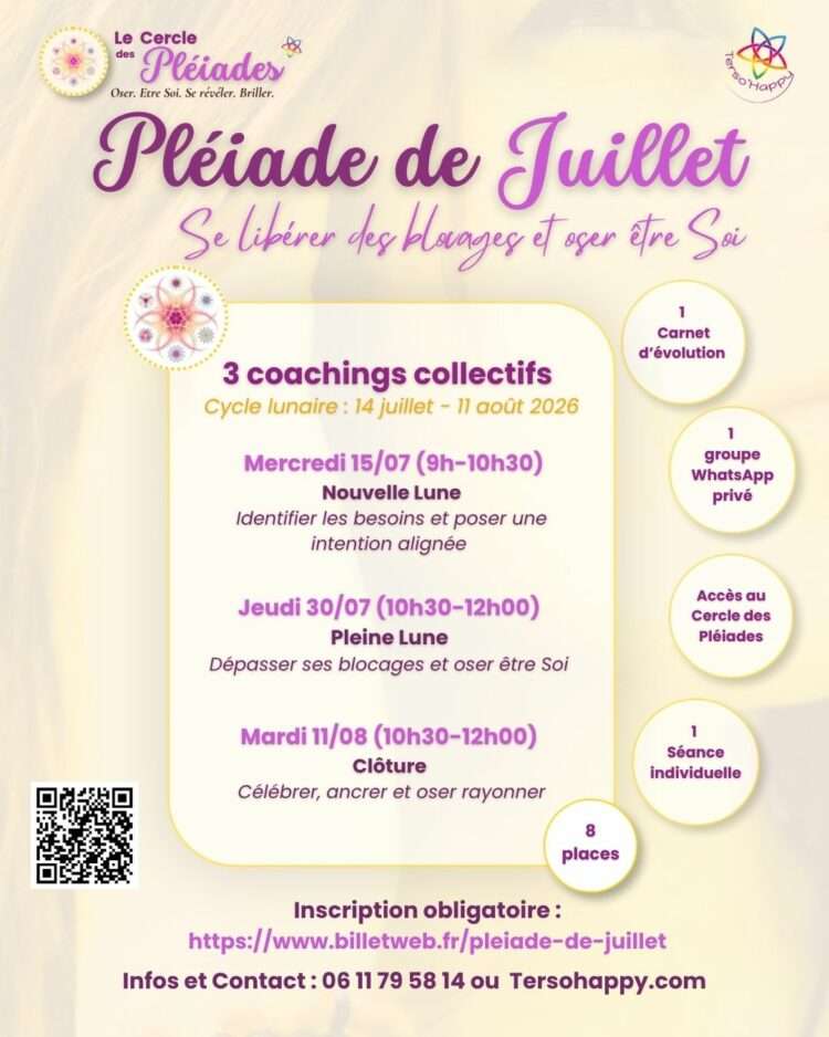 Programme de la pléiade de juillet - Les Pléiades - tersohappy.com - cercle de femmes en ligne