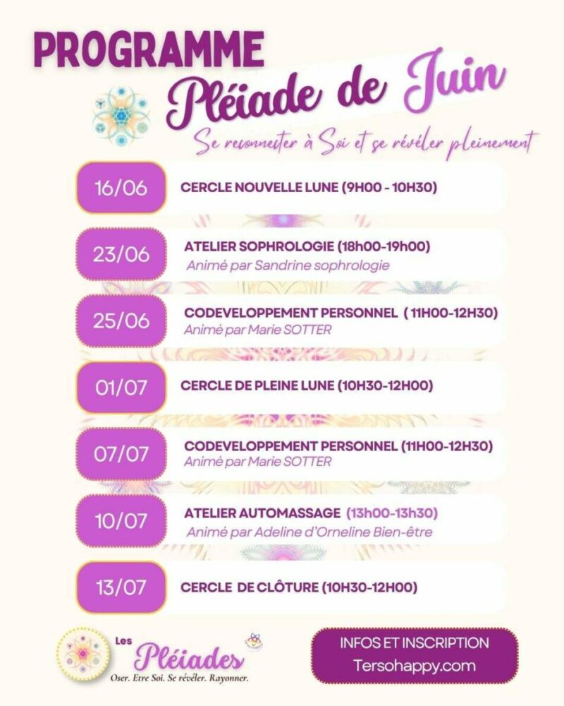 Programme pléiade de juin affiche Programme pléiade de juin