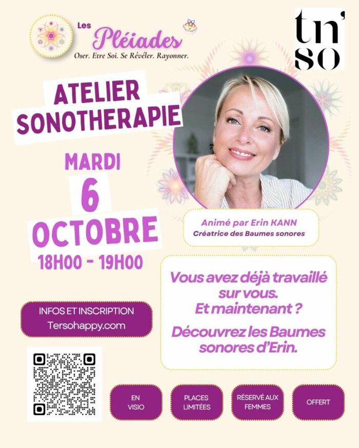 Infos sur l'atelier baumes sonores proposé par Erin Kann pour la Pléiade de septembre