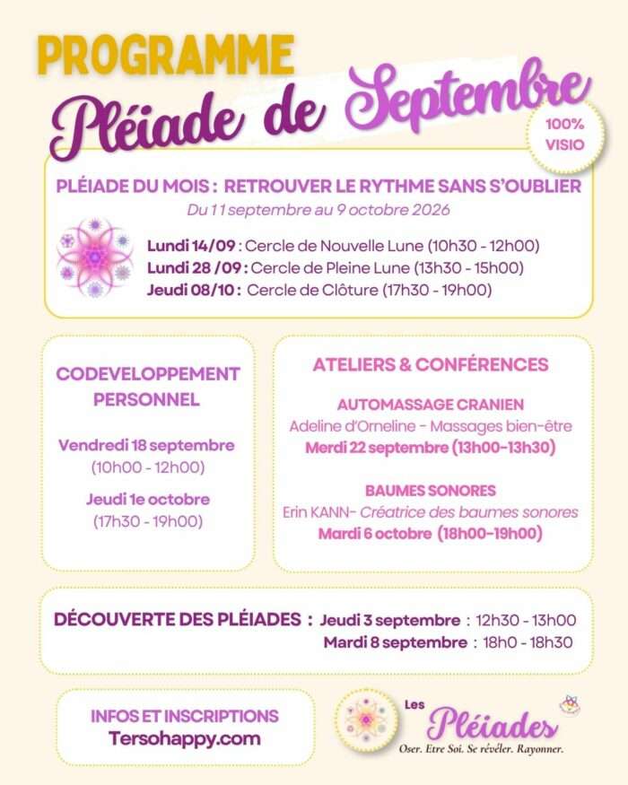 Programme et horaires Pléiade de septembre - tersohappy.com